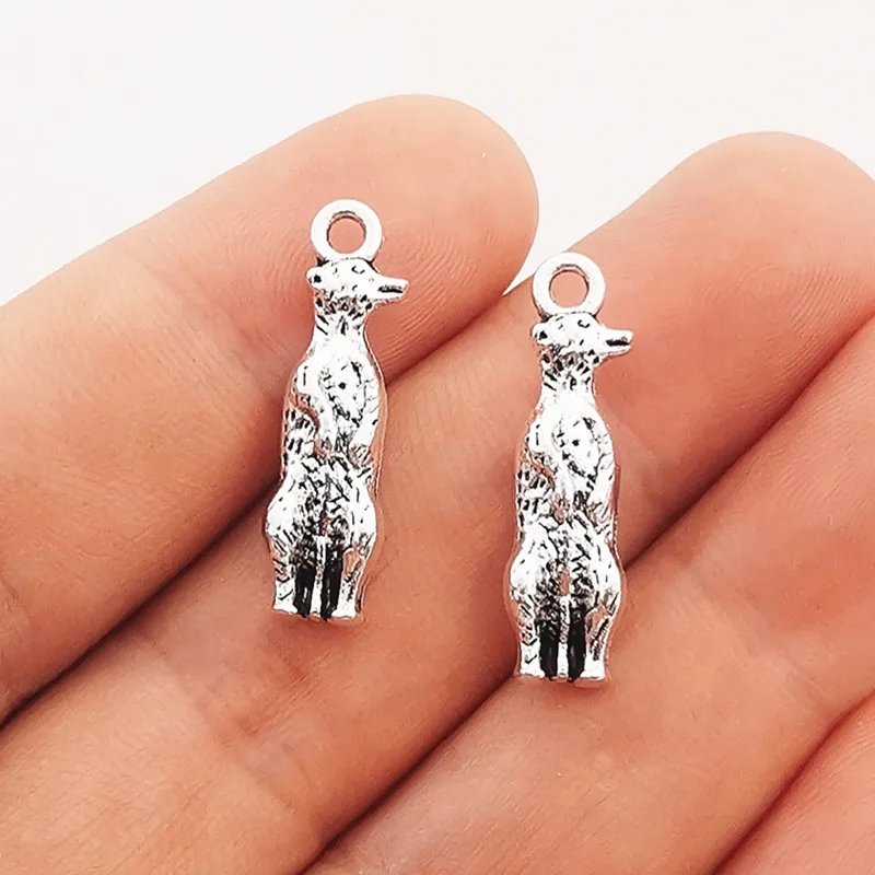 10pcs 26*7mm Antique Silver Color Charms Animal 3D meerkat  Charms Pendant Alloy Charms For Jewelry Making DIY Jewelry Findings