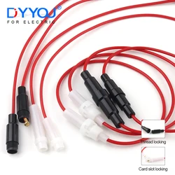 10PCS 5x20mm Glass Fuse Holder Fast Blow Screw Type 6x30mm with Electrical Wire Cable 250V AC Fuses Line Copper Strip Spring