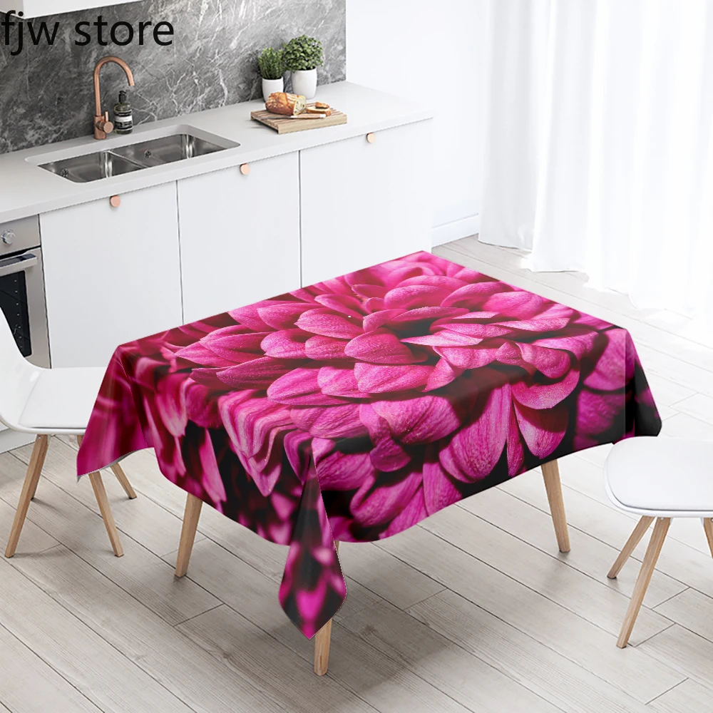 Beautiful Flower Printed Rectangular Tablecloth Stain Resistant Waterproof Restaurant Kitchen Table  hunli Home Decor