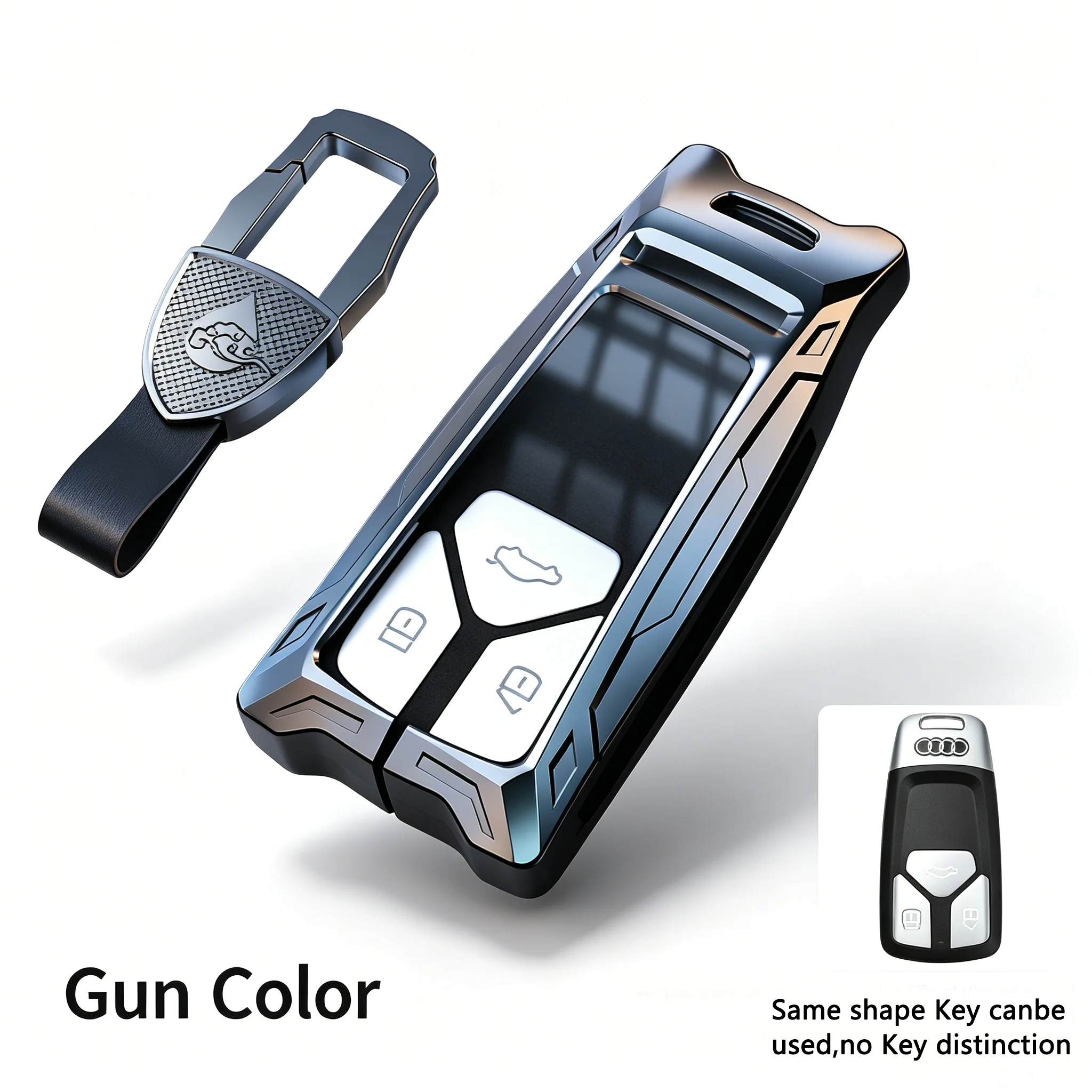 

Zinc Alloy TPU Key Fob Cover for Audi A4L A6L Q5L A3 A5 A7 A8 Q7 Q8, Protective Smart Key Shell Case-2