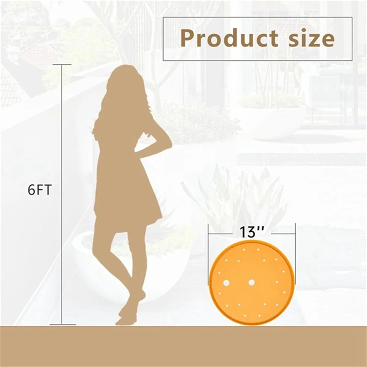 AT59 Round Planter Insert,13inch Orange Planter Insert, Plastic Disk with Drainage Holes for Place Inside Planter