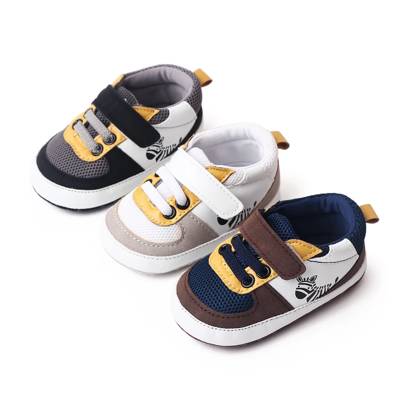 Baby Sneaker Casual Prewalking Shoes Soft PU and Mesh Breathable Anti-slip Cute Zebra for Toddler 0-9-18 Months 2023 New Fashion