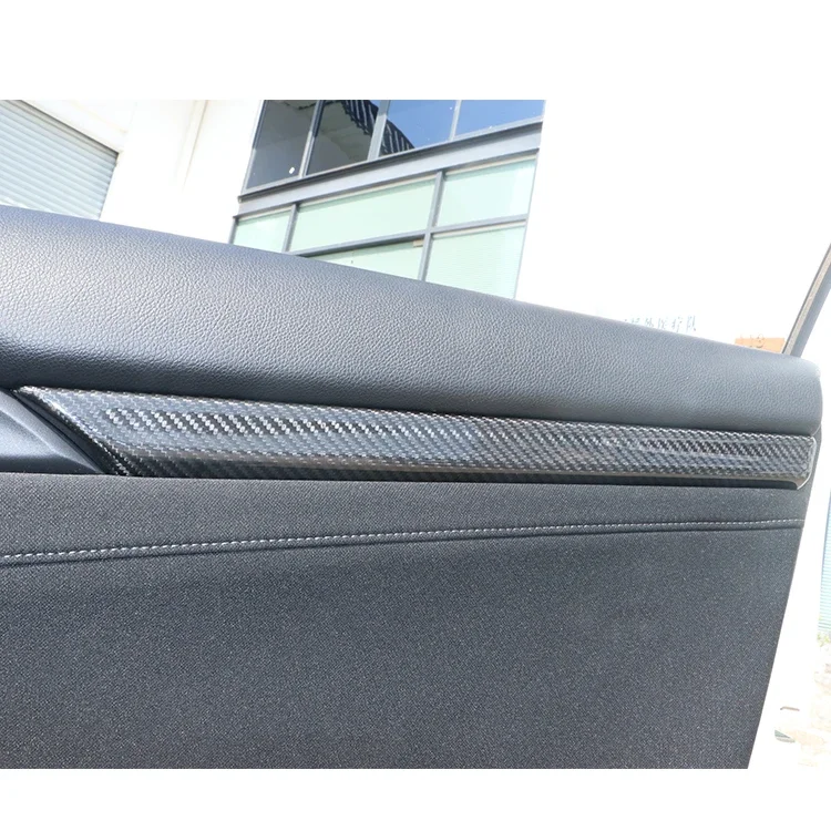 Carbon Fiber Inner Door Handle Cover Stripe Trim Interior Decal For Honda Civic 2016-2017 Car Styling
