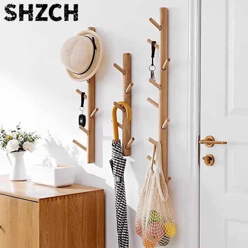 Branch-Shaped Wooden Wall Hanger Tree Coat Rack Space-Saving Entryway Organizer