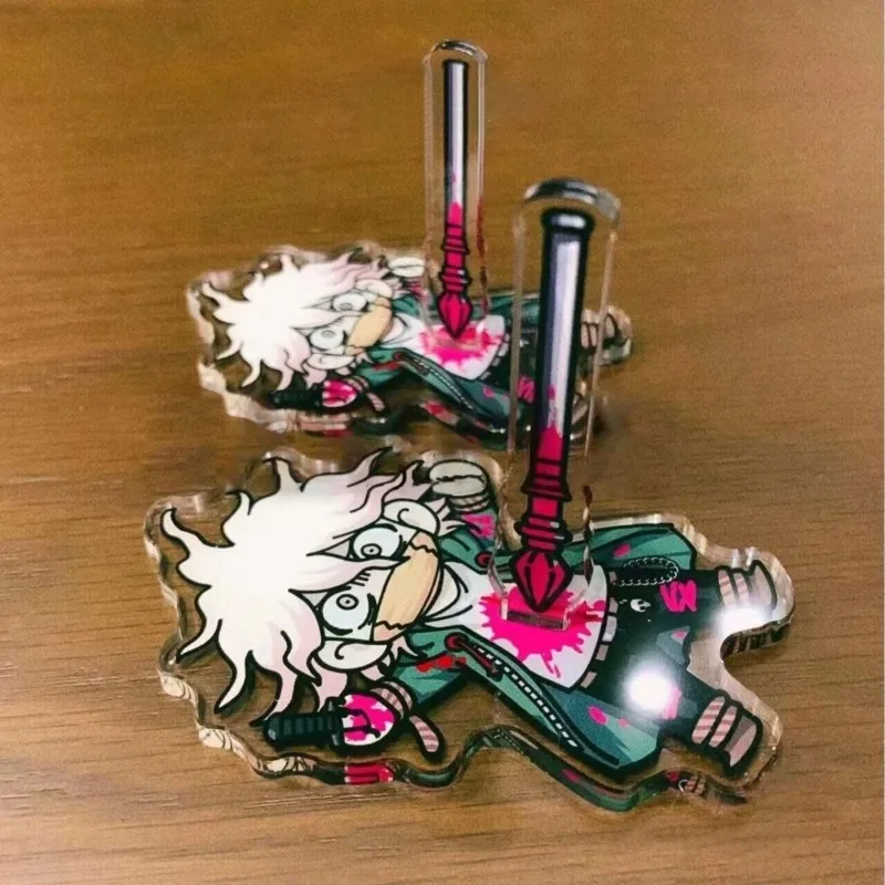 Danganronpa Trigger Happ Standing Anime KeyChain Nagito Komaeda Key Chain Women Fashion Figure Model Plate Key Ring Acrylic Gift