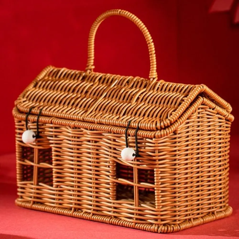 Multistyles Imitation Rattan Fruit Plate Retro Woven Handheld Storage Creative House Creative Household Storage Baskets