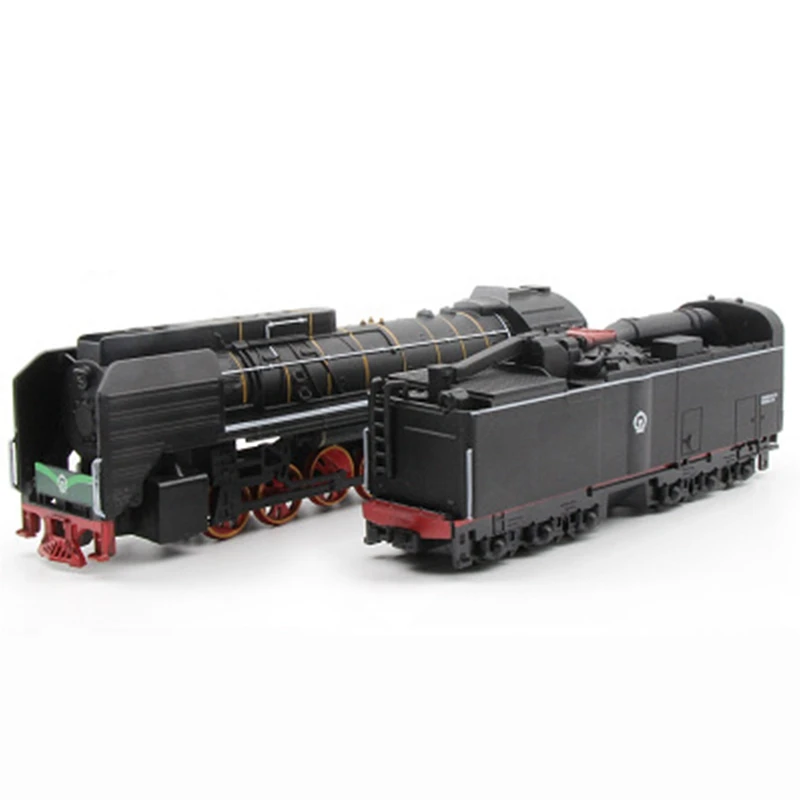 BAAA-Steam Train Locomotive Alloy Model Toy Cars Pull Back Sound Light Model Toys for Children