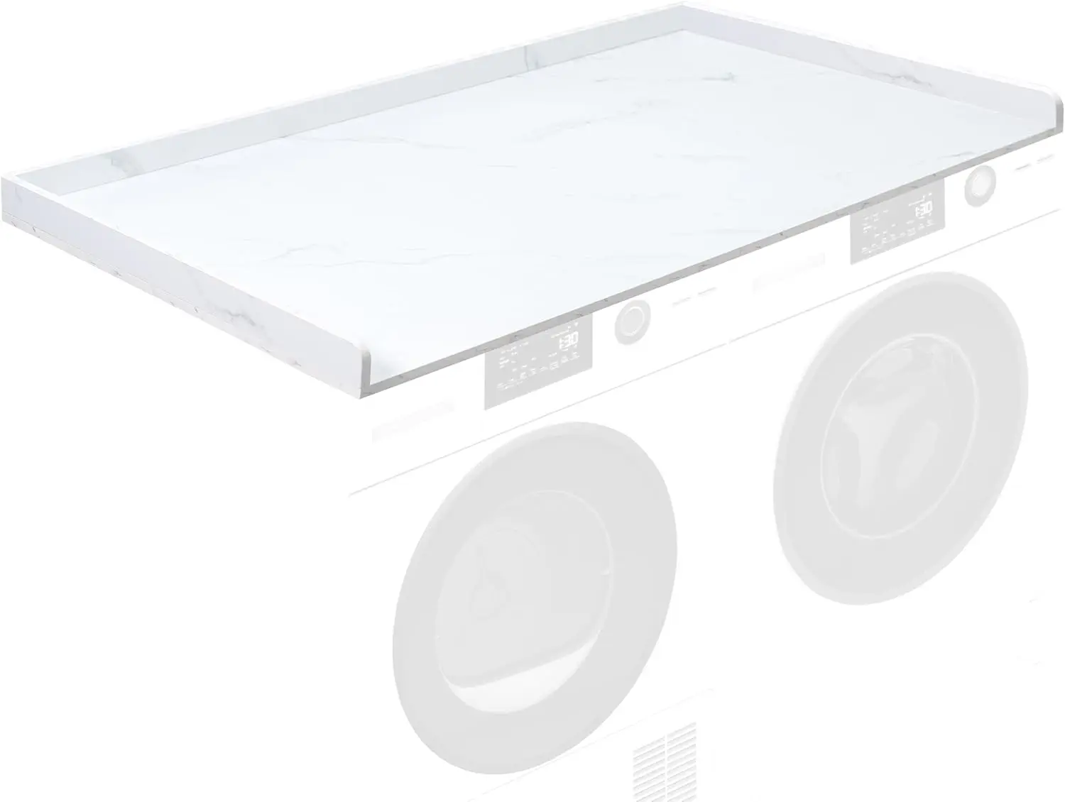 

Столешница для стиральной машины и сушилки 54 дюйма с защитной полкой для организации прачечной, белый мраморный узор, LF-WDCT1WM