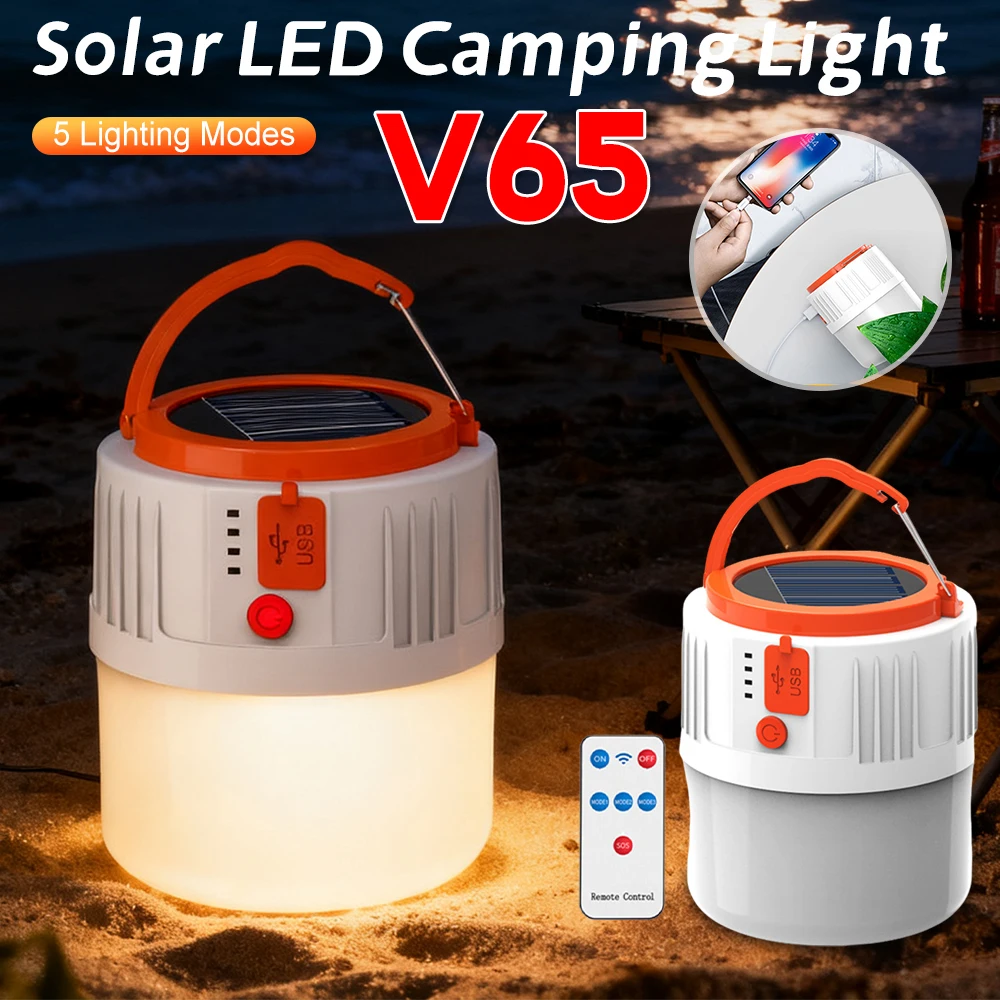 Portable LED Solar Camping Light Waterproof Tent Lamp Rechargeable Lanterns Outdoor Emergency Lights Market Energy Saving Bulb