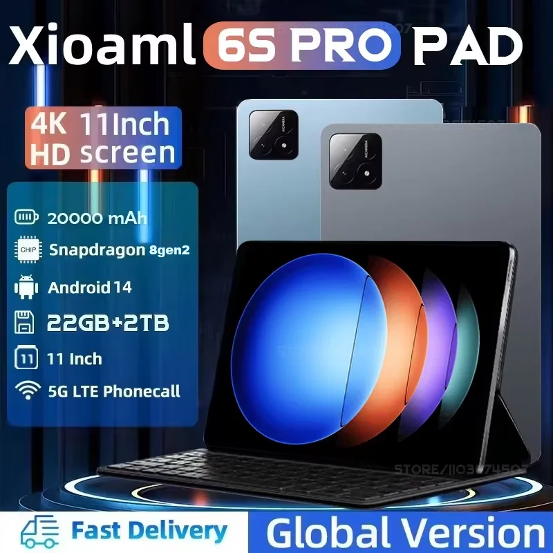 

2024 NEW Original MI Pad 6S Pro Tablet 11inch Snapdrago 8gen2 HD 4K Android 14 22GB+2TB 12000mAh 5G Dual SIM WiFi GPS Tablet PC