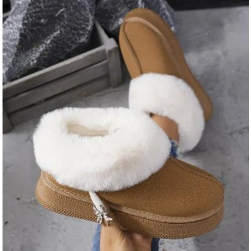 

Rimocy Faux Fur Winter Boots for Women Non Slip Plush Snow Boots Woman Thick Bottom Warm Cotton Shoes Platform Botas Mujer