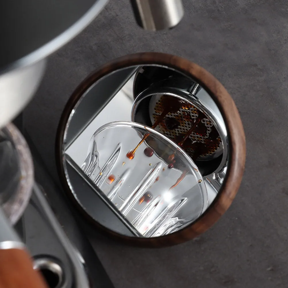 

Coffee Maker Mirror Rotatable 360 Degree Espresso Brewer Observation High Definition Visual Walnut Wood Stylish Accessory