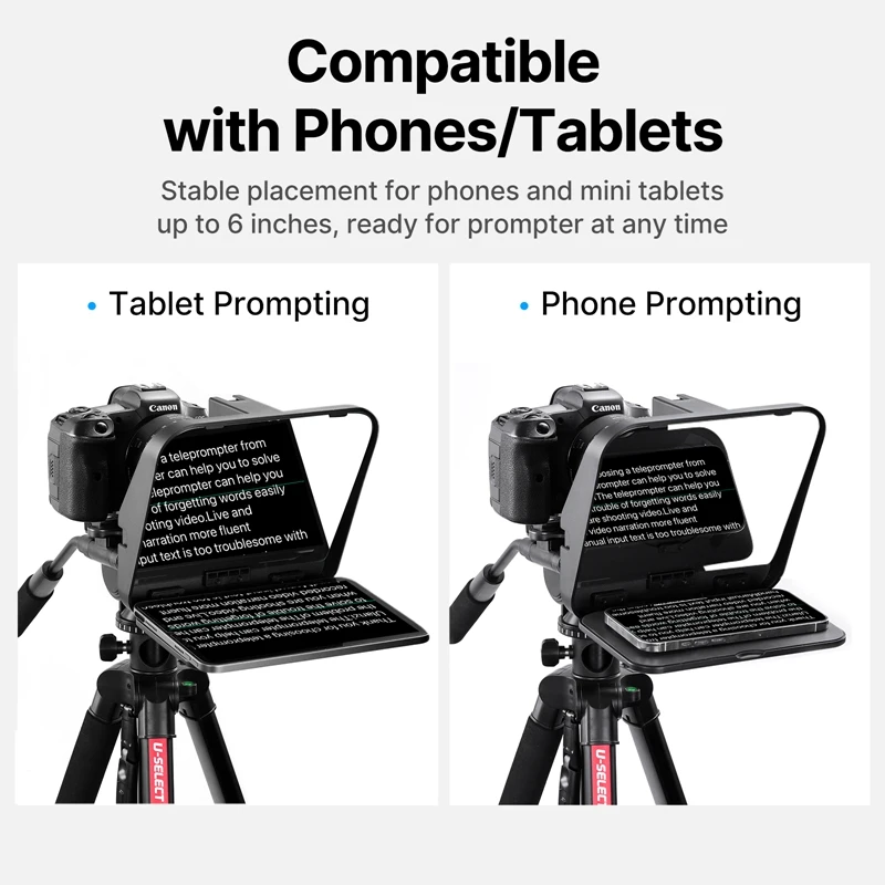 Ulanzi RT02 Portable Mini Teleprompter Prompter for Tablet Smartphone/DSLR Camera Video Recording Live Streaming Interview