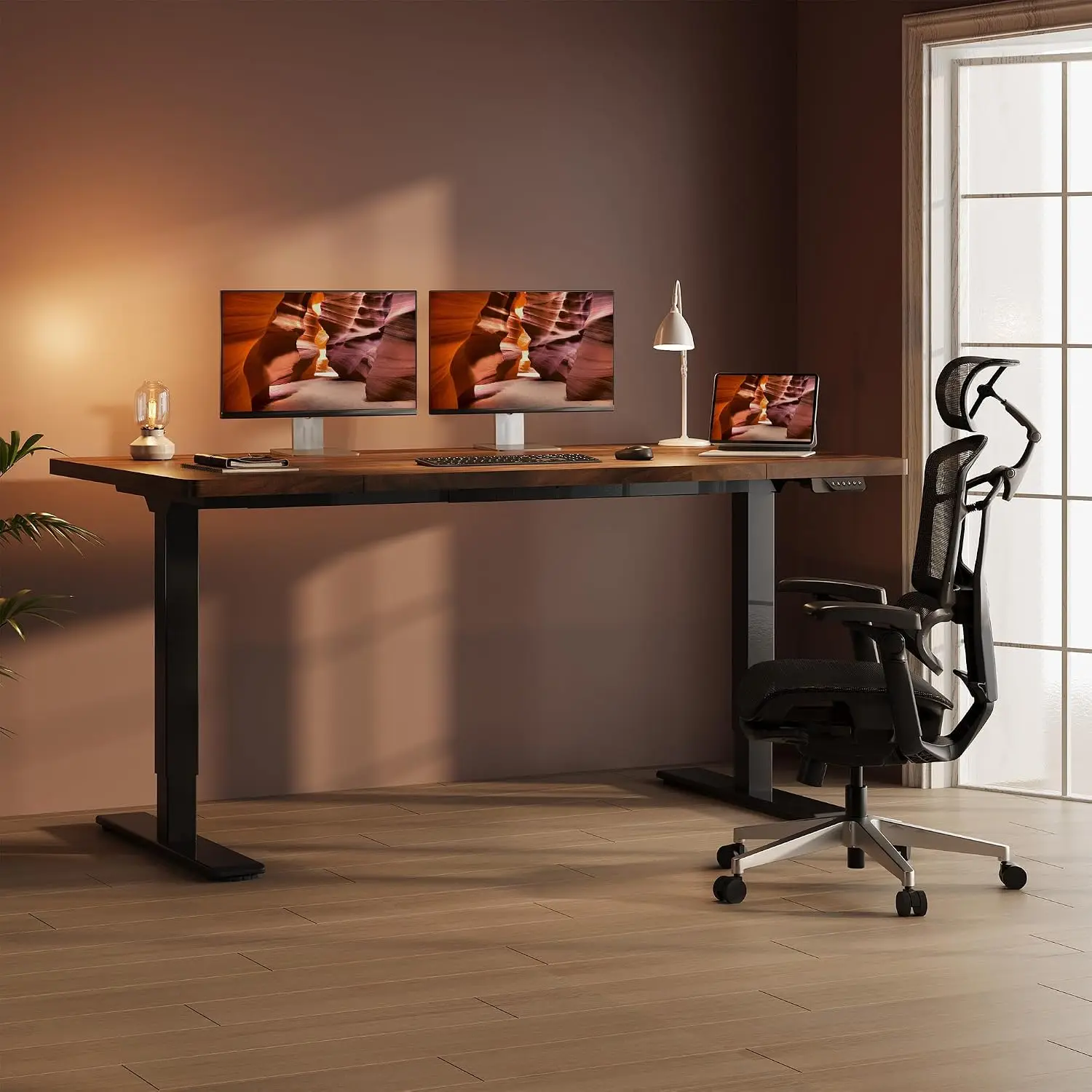 Dual Motor Standing Desk, Large Stand Up Desks, 79x31 Inches Electric Sit Stand Desks, 4 Memory Preset Adjustable Height Compute