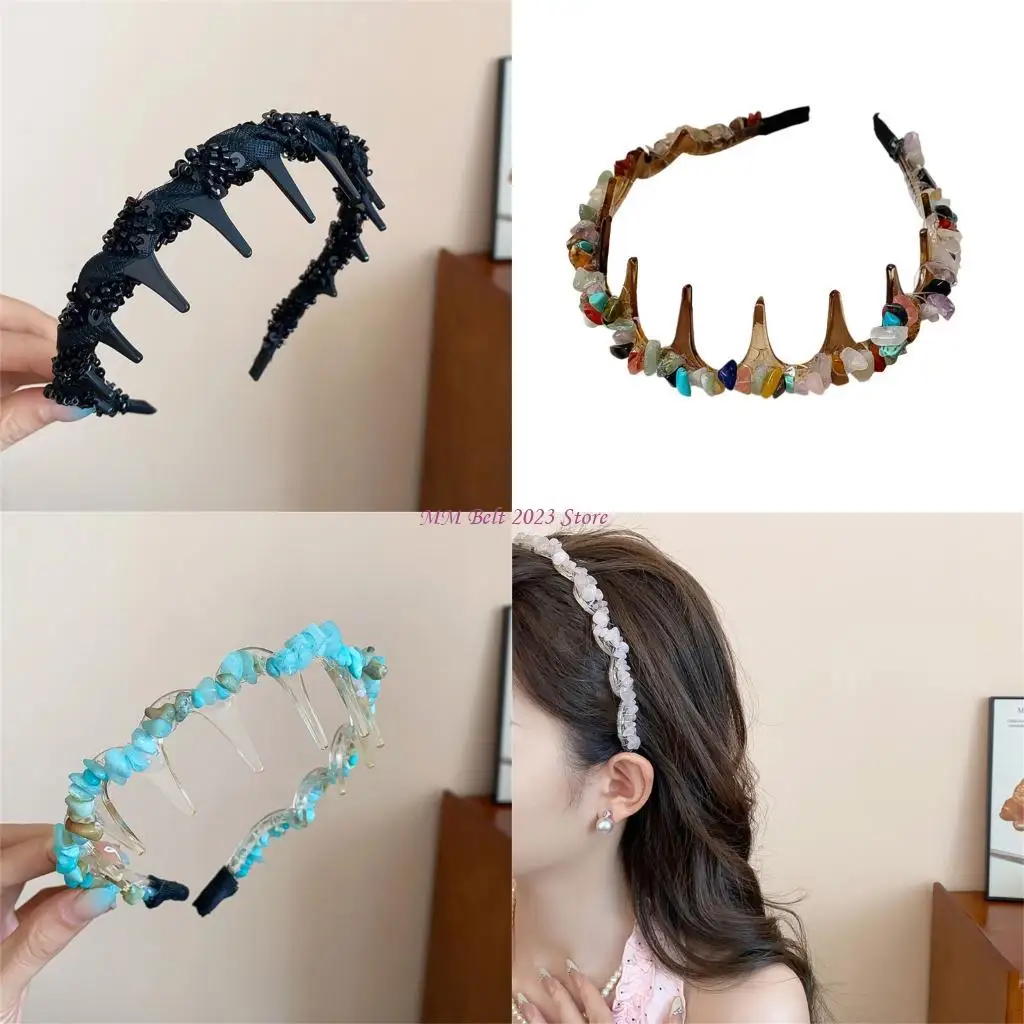 

49ME Stylish Acrylic Stone Hair Hoops Parties Weddings Head Band for Women