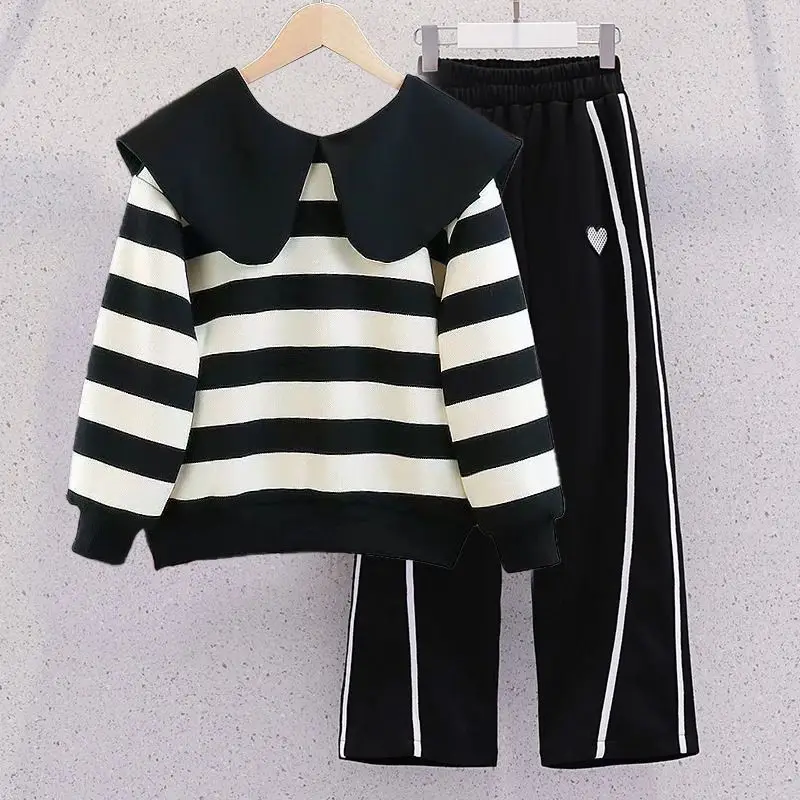 4-10 Years Children Clothing Set Girl Casual Clothes Kids Fashion Sweatshirt And Pants 2 Pcs Baby Autumn Winter Tracksuits