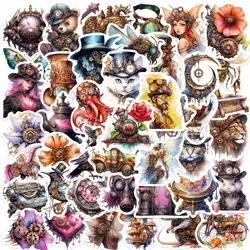 10/50PCS Vintage Steampunk Metal Animal Girl Stickers Aesthetic Decals DIY Laptop Suitcase Phone Notebook Car Decoration Sticker