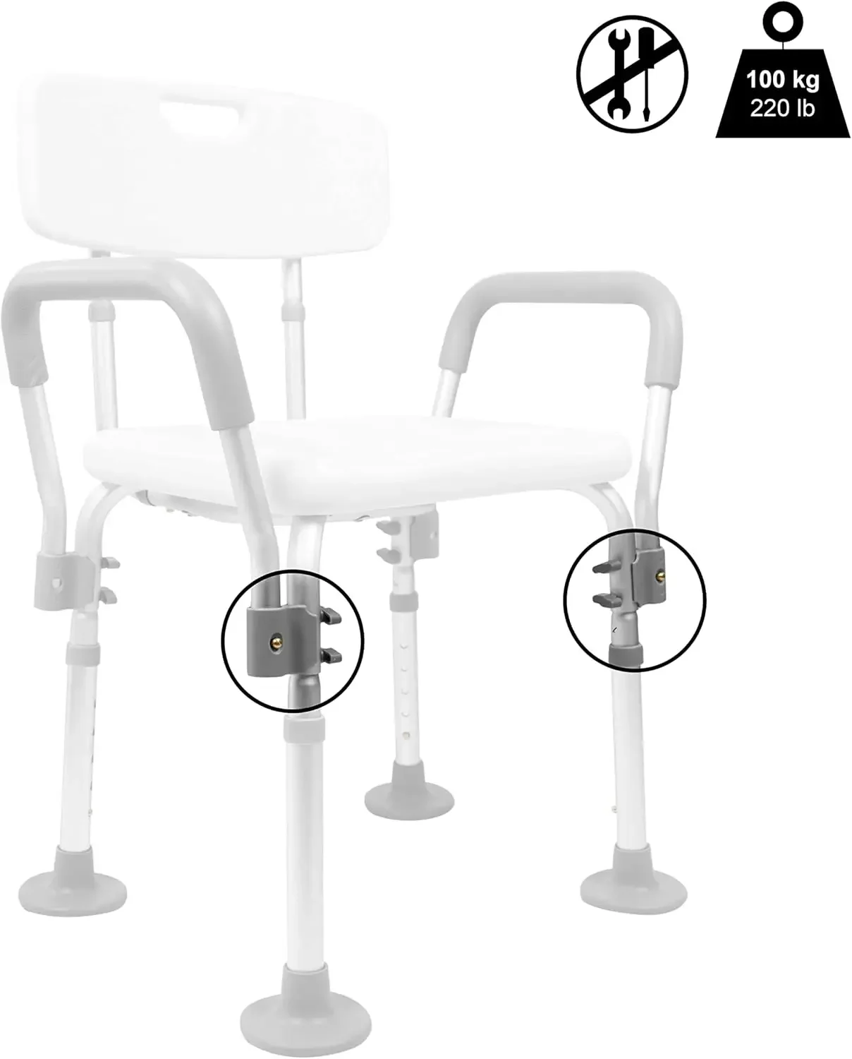 Chair for Inside Shower with Arms, Adjustable Shower Seats for Elderly, Shower Chair for Bathtub, Bath Seats for A