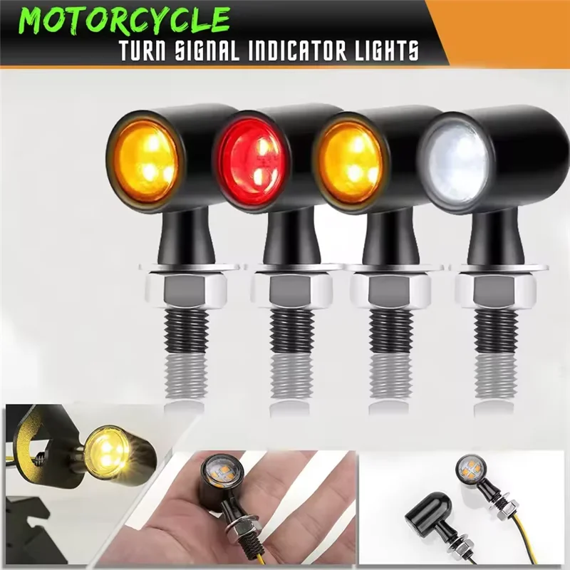 Intermitentes para motocicleta, Mini indicadores de luz LED de 12V y 8mm para Honda, Yamaha, Kawasaki, Cafe Racer, lámpara intermitente