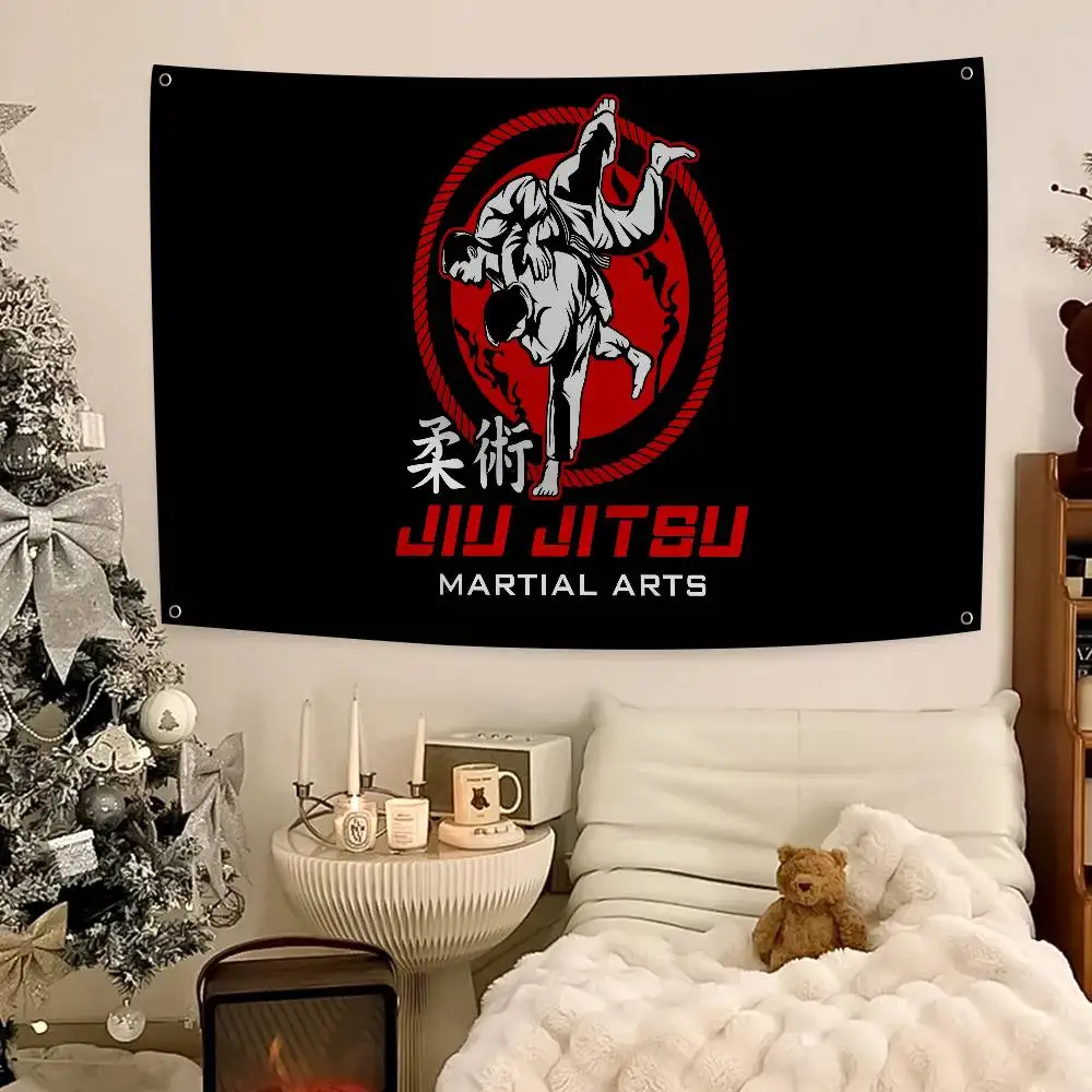 Jiu Jitsu Flag Banners Four Hole Flag Polyester Outdoor Decor Room Aesthetic