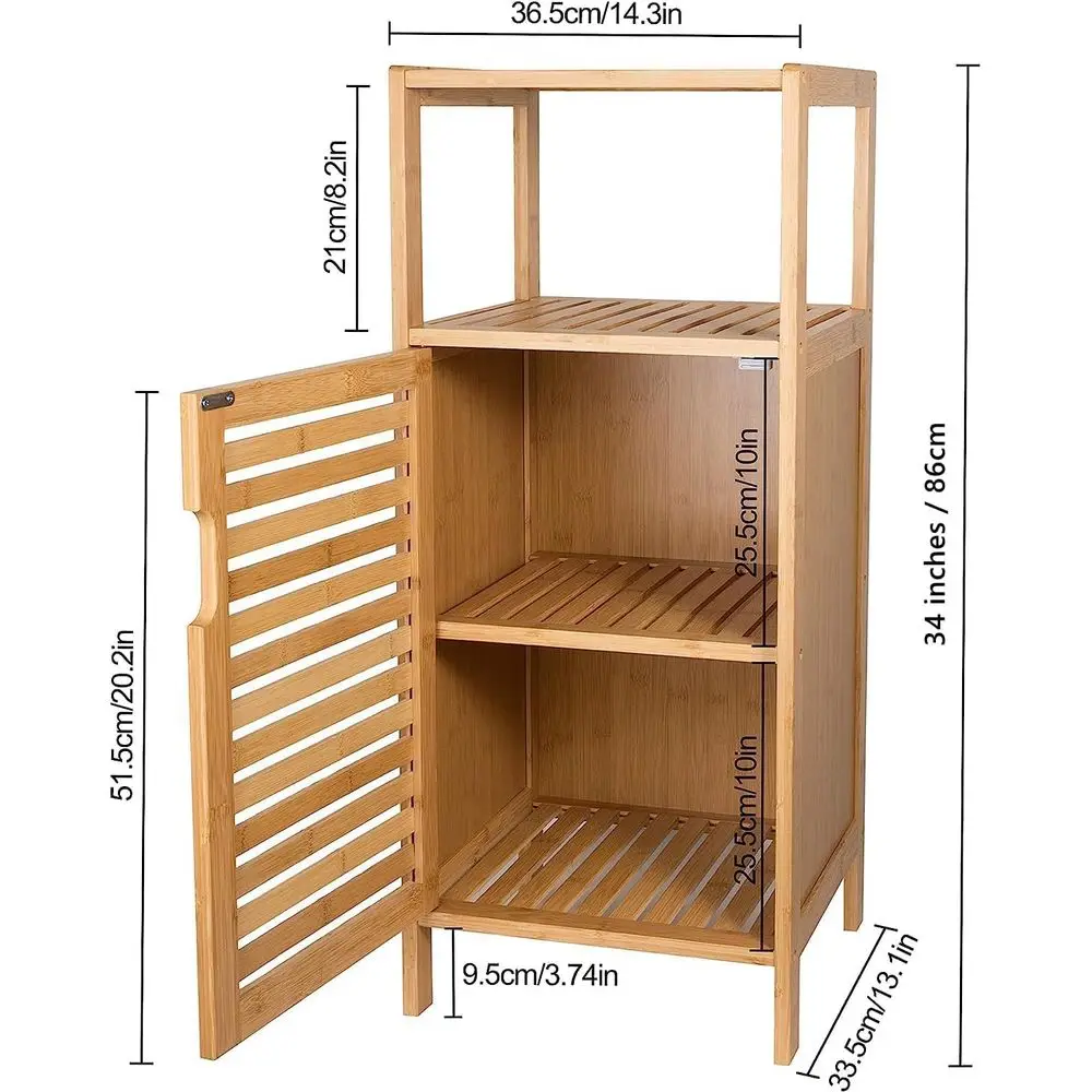Armadio Autoportante in Bambù con Porta e Ripiano per Diverse Stanze