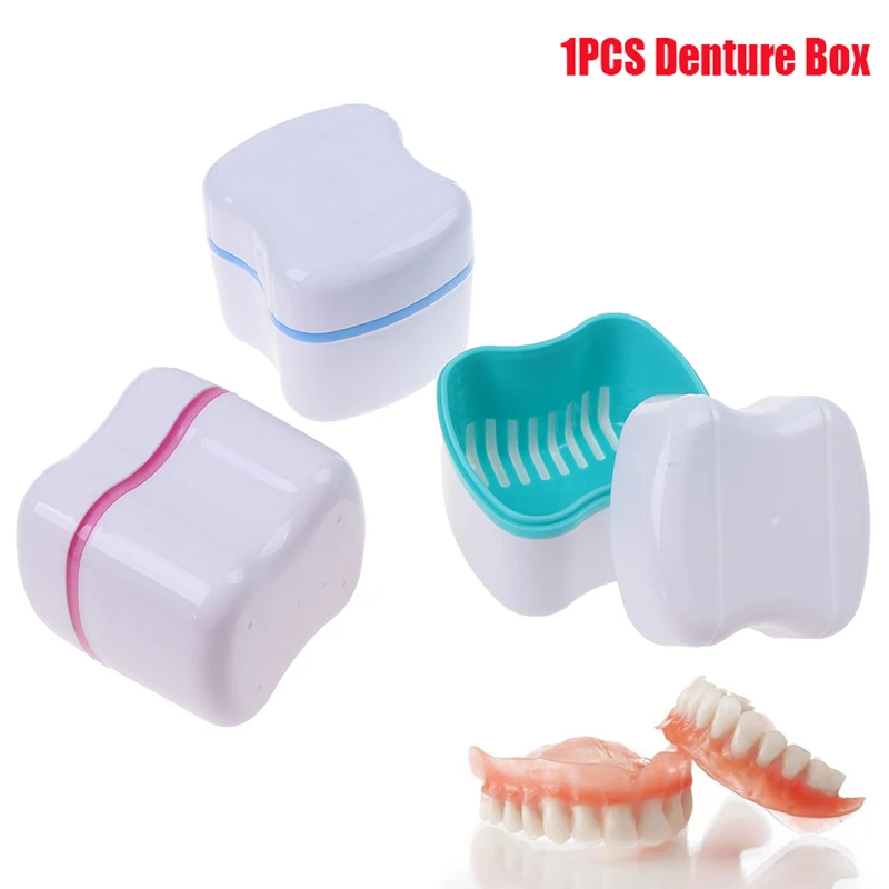 

1PCS Denture Storage Box Case Dental Retainer False Teeth With Strainer Denture Cups Soaking Dentures Case