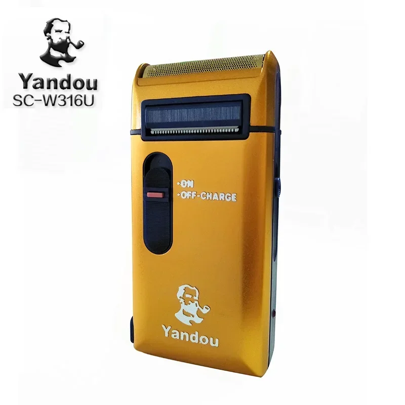 YANDOU Afeitadora eléctrica para hombre, máquina de afeitar recargable, cuchilla que se puede reemplazar, color dorado, cuidado facial, recortadora