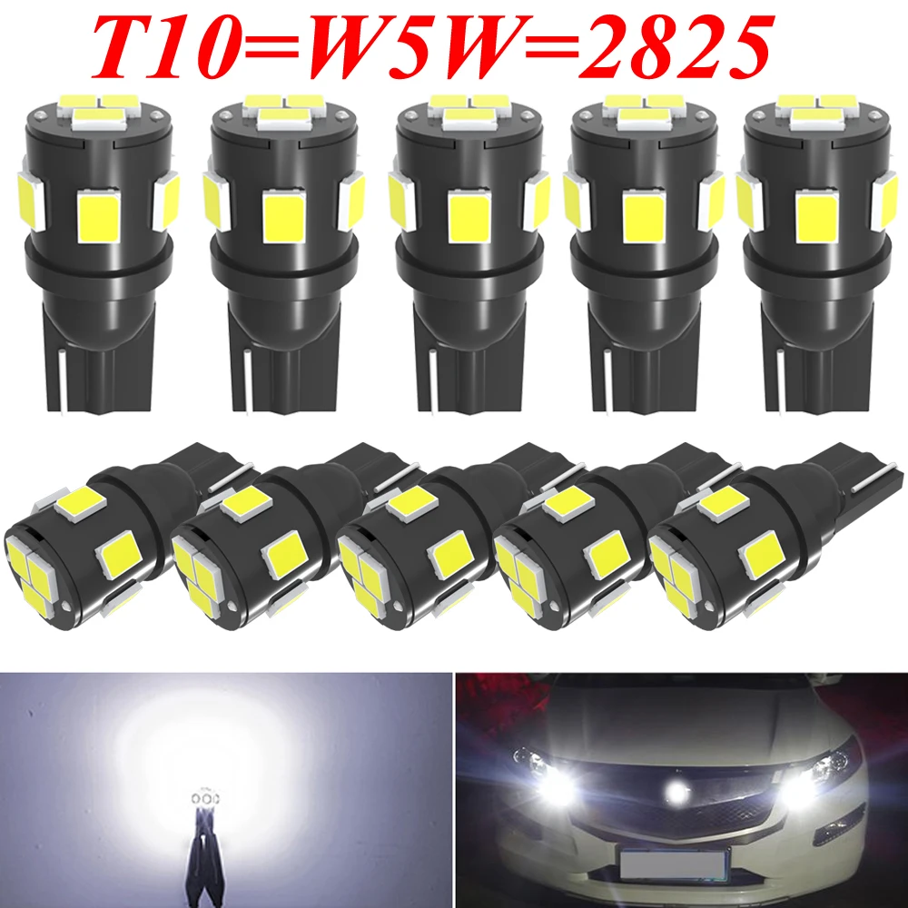 

10pcs T10 W5W Led Canbus Car Bulb 194 168 2825 Light for Toyota RAV4 Yaris Corolla Avensis Prius C Interior Lamp 6000K White 12V