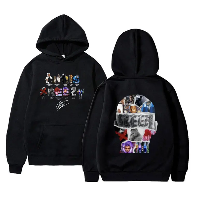 Rapper Chris Bruin Luchtig Album Cover Grafische Hoodie Heren Hiphop Oversized Sweatshirt Heren Mouw Lange Mouw Hoodies