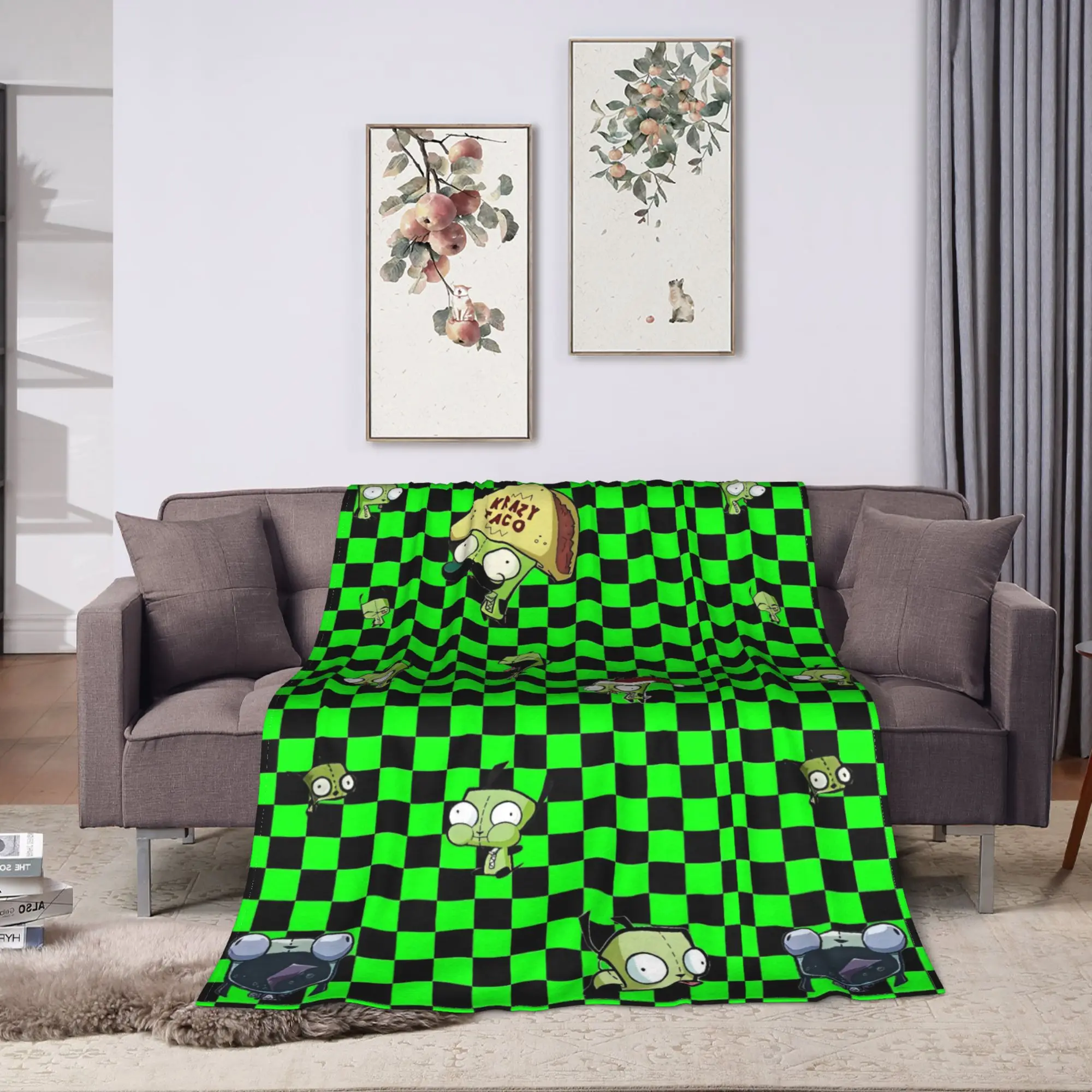 Invaders Zims 2025 Series Funny Character Flannel Blanket  Warm Soft Throw Blanket for Couch Bed Travel Bedspread Sofa Bed Cover