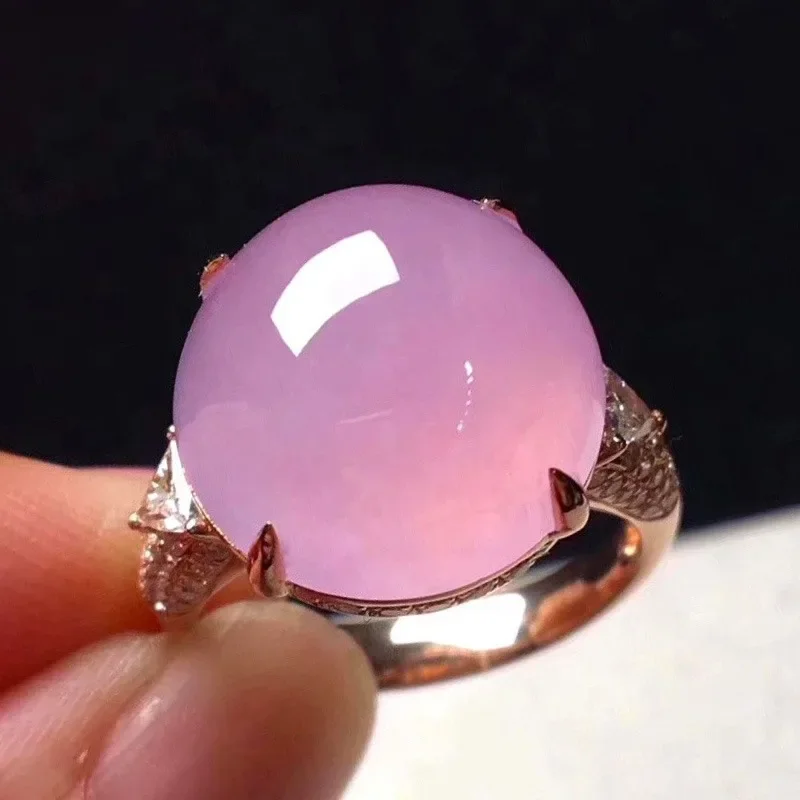 

Circular Ice lavender natural chalcedony rings for women new in neutral style classic minimalist classical jewelry adjustable