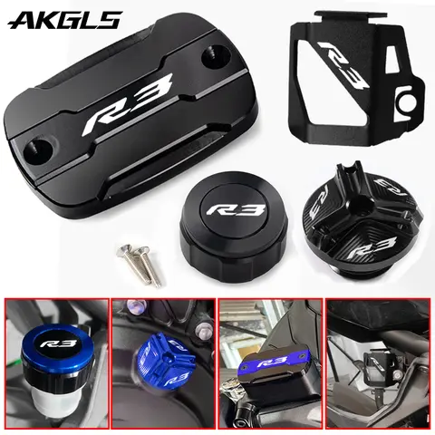Yamaha YZF R3 YZF-R3 YZFR3 2015-2022 오토바이 전방 및 후방 브레이크 오일 캡 보호 및 오일 필러 캡 R3 액세서리