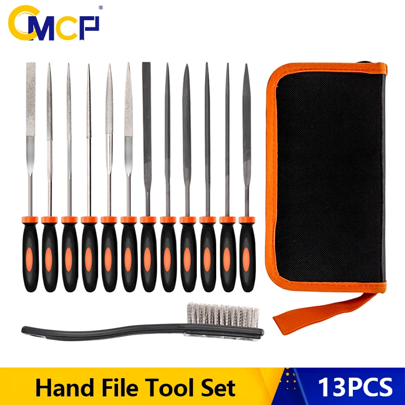 CMCP 13pcs Rotary File Set Wood Rasp Needle Files with Diamond File for Wood Metal Ceramic Crafts Carving Hand Tools