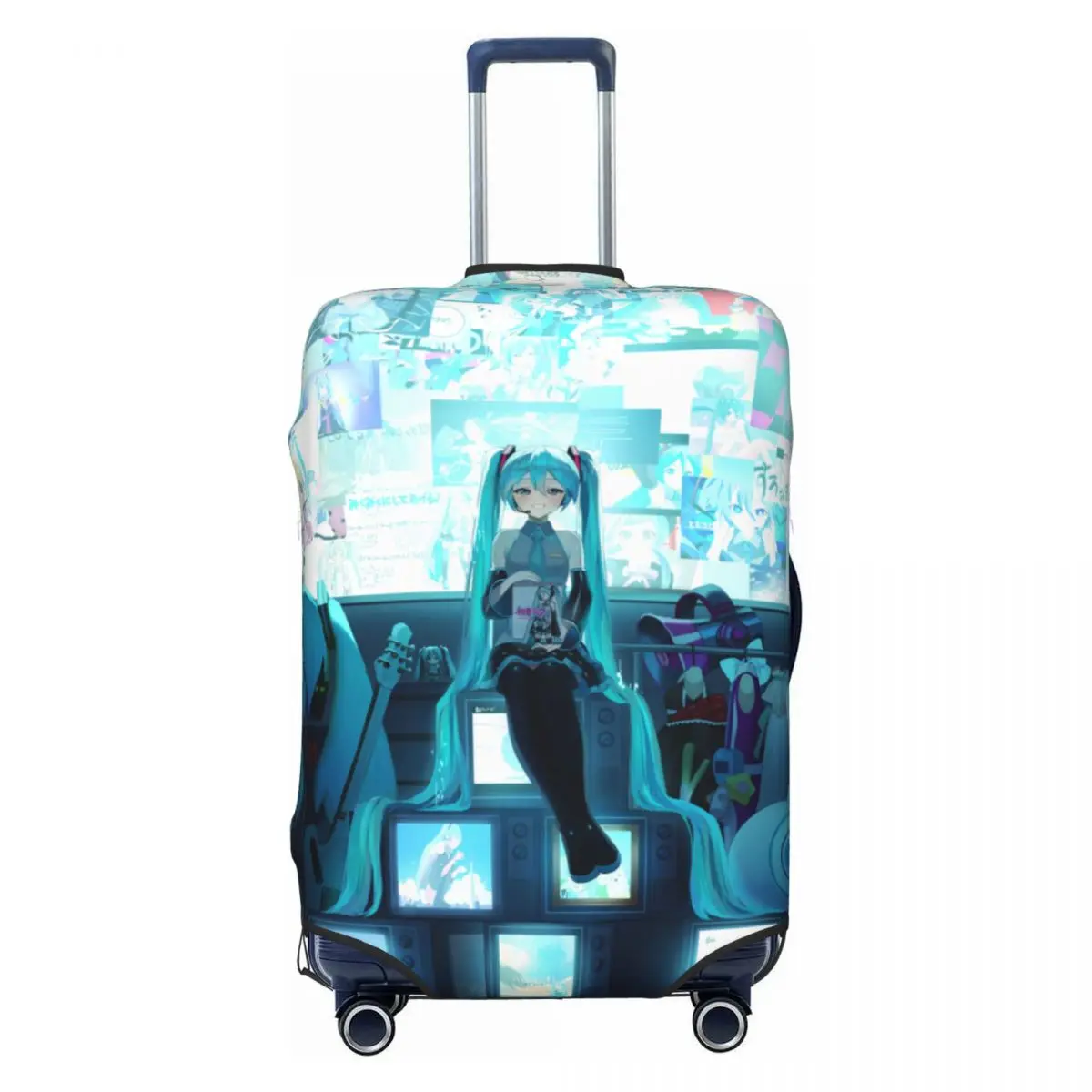 カスタム初音ミク-vocaloid-ロックアニメ荷物カバープロテクターファッション旅行スーツケースカバー-18-32-インチ用