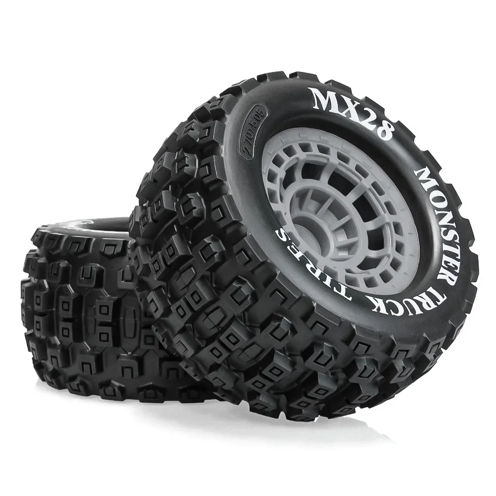 

4Pcs 2.8" MX RC Tires with 12mm Hex Adapter 1/10 RC Truck Tires for Arrma Big Rock Granite VORTEKS 3S Trxs Rustler
