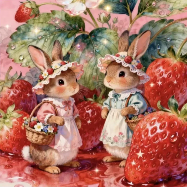 500/1024 Pcs Vintage Bunny Strawberry Garden Jigsaw Puzzle Home Decor Adults Puzzle Games Family Fun Puzzles Educational Toys