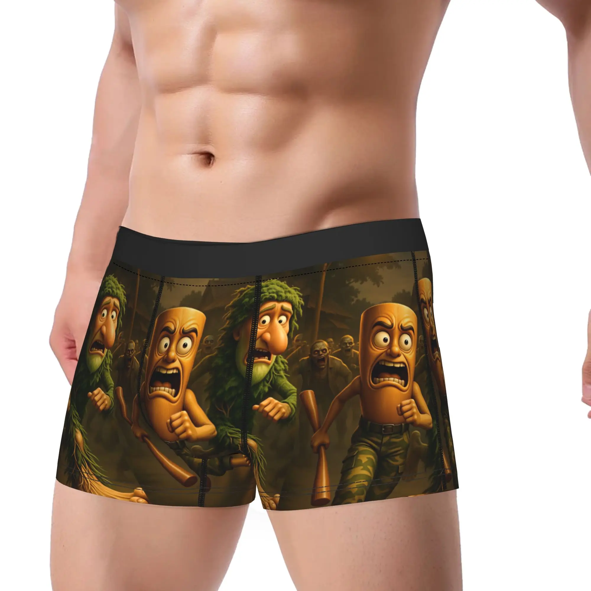 Tung Tung Sahur Zombie Escape Run Horror Underwear Elastic Panties Custom DIY Shorts Briefs For Man Pouch Plus Size Boxer Shorts