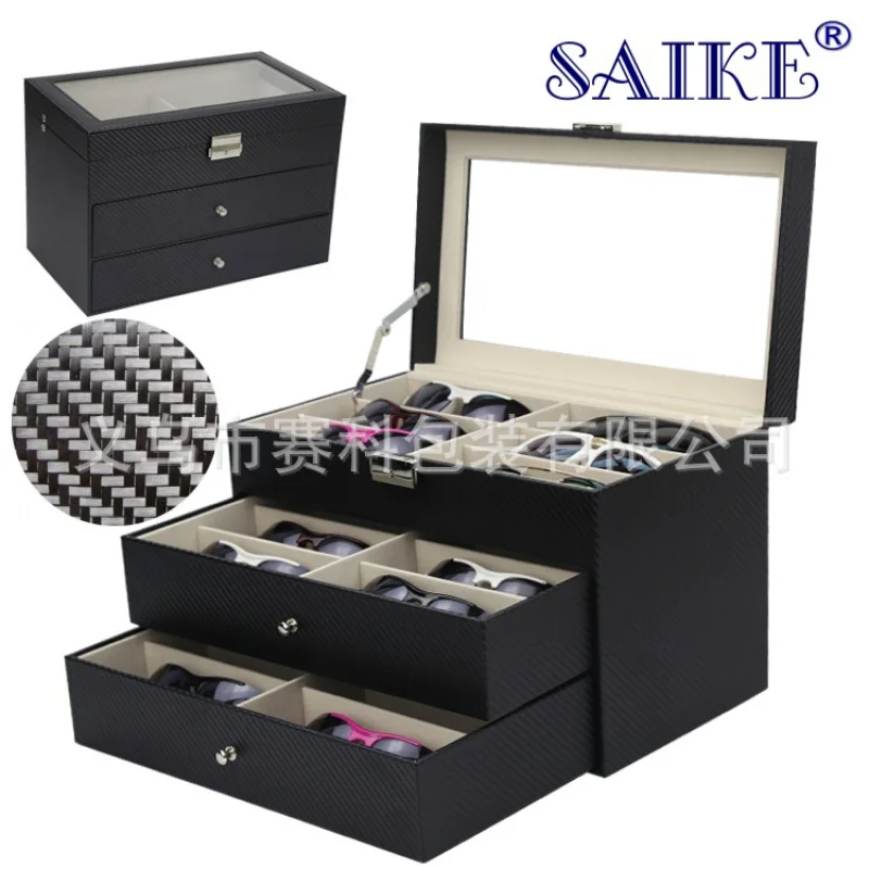 

В наличии оптовая продажа трехслойной кожаной коробки для хранения очков, солнцезащитных очков, часов, ювелирных изделий и аксессуаров.