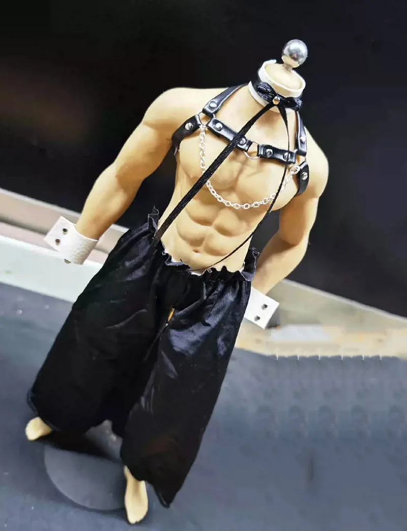 1/6 Male Leather Lingerie Sexual Chest Harness Body Bondage Cage Shoulder Harness Strap for 12 inch Action Figure Model Toys