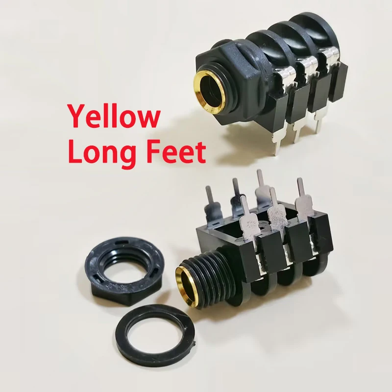 10PCS 6.35mm Jack 6pin Straight Insertion Stereo Voice Mother Audio Headphone Plug PCB Soldering Connector Long And Short Pins view 4