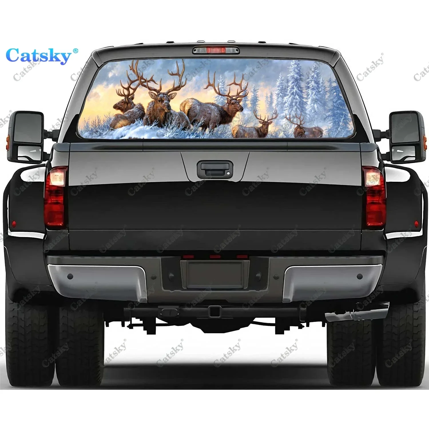 

Merry Deer Snow Forest Car Window Stickers Vinyl Translucent Graphic Accessories Truck Paint Film Cars Decals