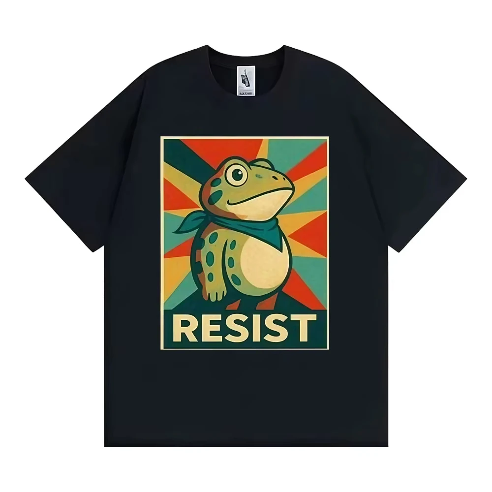 Camiseta divertida Portland Frog Don't Obey Resist para hombre y mujer, camiseta clásica gótica Vintage, camiseta informal de manga corta holgada con Humor