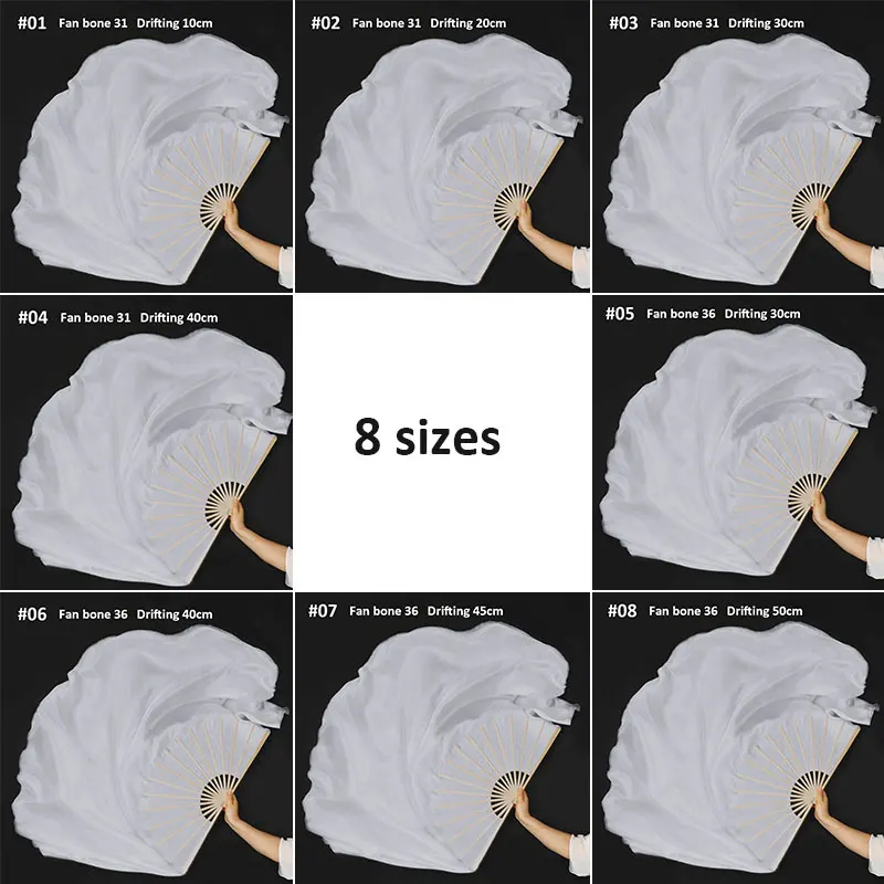 مروحة حريرية نصف دائرية على الوجهين للرقص الشعبي، أداء الفلامنكو الصيني للبطن، مروحة شريطية طويلة مع مقبض #2