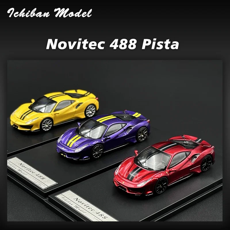 IM 1:64 Novitec 488 Pista Engine Hood Opened Diecast Diorama Car Model Collection Miniature Toys Ichiban