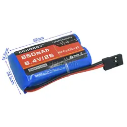 2S 6.4V 650mAh  LiFe Battery JR plug for RC Car Crawler Truck Speed Boat