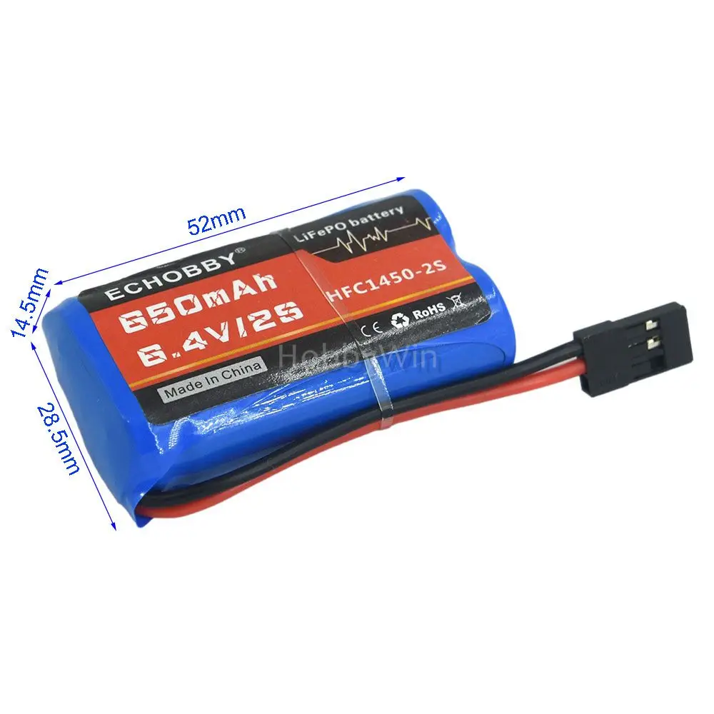 2S 6.4V 650mAh  LiFe Battery JR plug for RC Car Crawler Truck Speed Boat