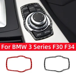 For BMW 3 Series GT F30 F34 2013-2018 Accessories Carbon Fiber Interior Car Central Multimedia Knob Button Trim Frame Stickers