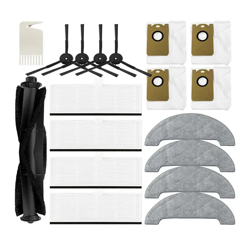 

Запасные части и аксессуары для робота-пылесоса AUAU-For Honiture Q6 Pro: основная щетка, боковая щетка, HEPA-фильтр, тряпка для мытья полов, мешки для сбора пыли.