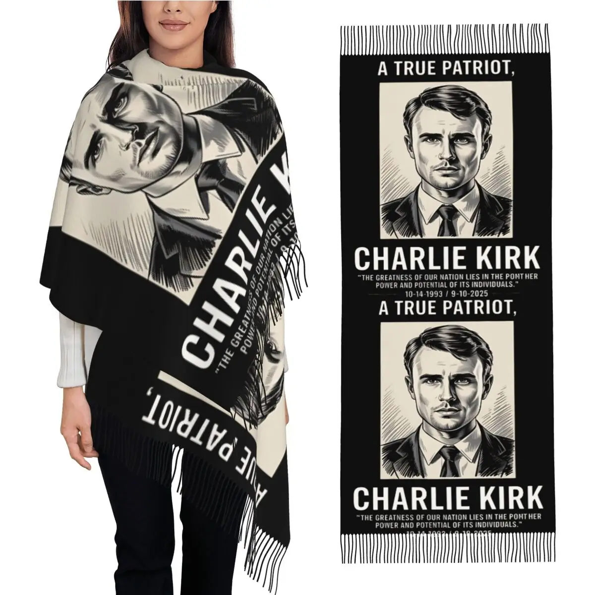 

Outdoor Scarf Winter Charlie Kirk Shawls and Wrap Designer Bandana Unisex y2k Cool Scarves Wraps