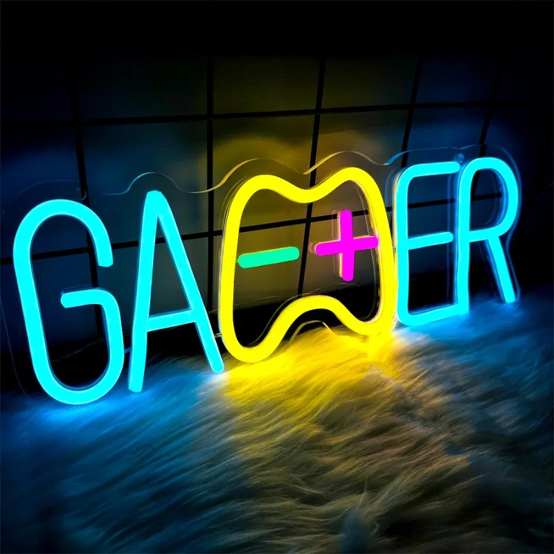 Gaming Neon Sign for Game Room Powered Retro Game LED Teen Boy Gift Man Cave Christmas Decoration Light up Children Kids5V USB